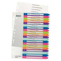 Intercalaires en plastique WOW, numéroté, A4, 1-20