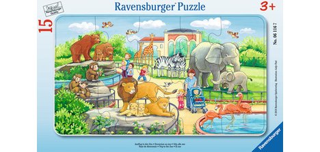Puzzles carton 15 pieces ravensburger excursion au zoo 1 puzzle de 15 pieces et 1    cadre