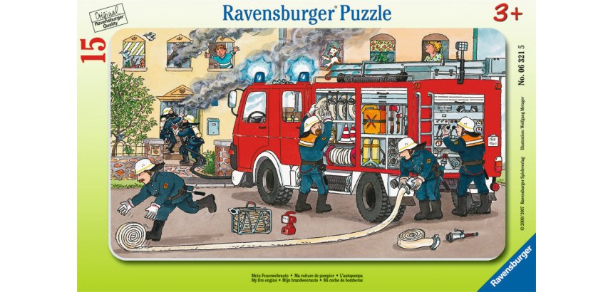 Puzzles carton 15 pieces ravensburger ma voiture de    pompier 1 puzzle de 15 pieces et 1 cadre