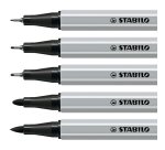 Feutre stabilo creative tips arty encre base eau pointes   assorties coloris noir etui 5 unites