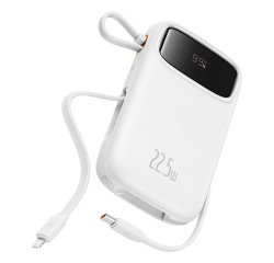 Baseus Qpow2 Dual-Cable Digital Display Fast Charge Power Bank 10000mAh 22.5W Stellar White Polímero de litio Blanco