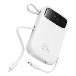 Baseus Qpow2 Dual-Cable Digital Display Fast Charge Power Bank 10000mAh 22.5W Stellar White Polímero de litio Blanco