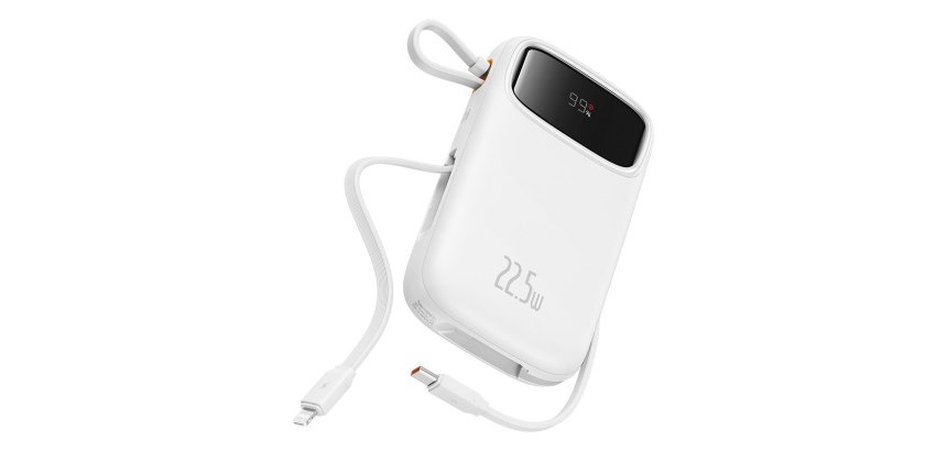 Baseus Qpow2 Dual-Cable Digital Display Fast Charge Power Bank 10000mAh 22.5W Stellar White Polímero de litio Blanco