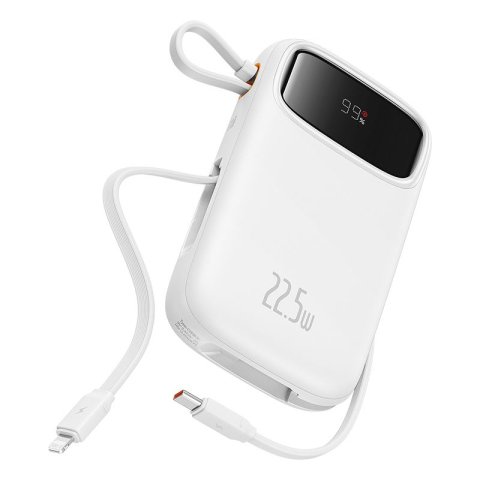 Baseus Qpow2 Dual-Cable Digital Display Fast Charge Power Bank 10000mAh 22.5W Stellar White Polímero de litio Blanco