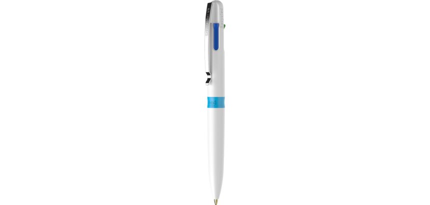 Stylo-bille 4 couleurs schneider take 4 medium       viscoglide rechargeable clip  metal corps plastique recycle