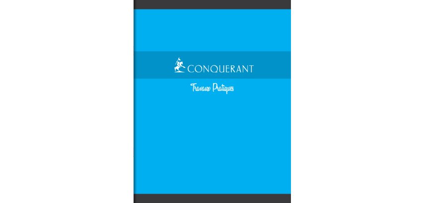 Cahier travaux pratiques piqué conquérant sept couverture offset a5+ 17x22cm 64 pages 70g 32 séyès/32 unies