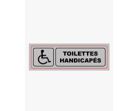 Plaque signalisation viso aluminium auto-adhesive toilettes handicapes 17x5cm