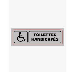 Plaque signalisation viso aluminium auto-adhesive toilettes handicapes 17x5cm
