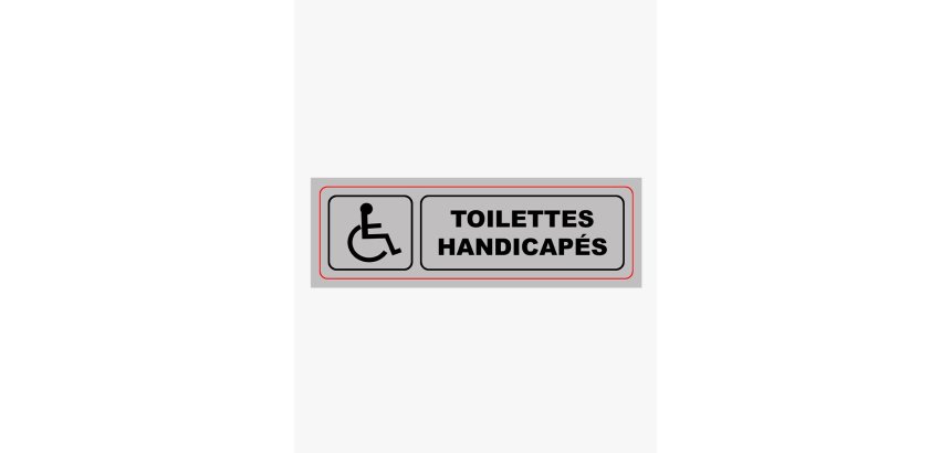 Plaque signalisation viso aluminium auto-adhesive toilettes handicapes 17x5cm