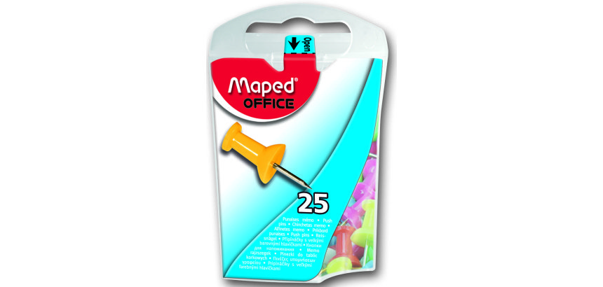 Punaises mémo maped 10 mm coloris assortis boîte 25