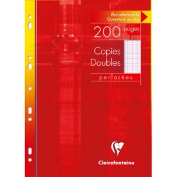 Copies doubles sous étui A4 200 pages perforées grands carreaux