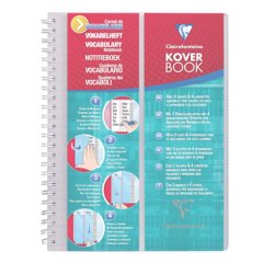 Carnet de vocabulaire reliure intégrale Koverbook A5 100 pages ligné + marge centrale couverture polypropylène transparent - Incolore