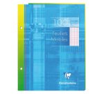 Feuillets mobiles sous étui 17x22 cm 100 pages perforées 2 trous grands carreaux
