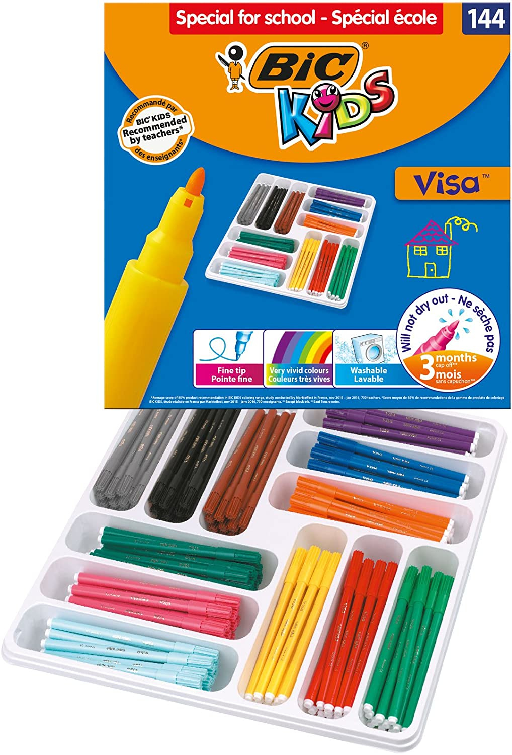 BIC KIDS Visa Feutres de Coloriage à Pointe Fine - Couleurs