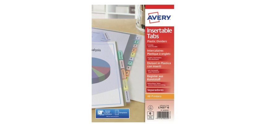 Intercalaires à onglets, 6 touches, PP, transparent