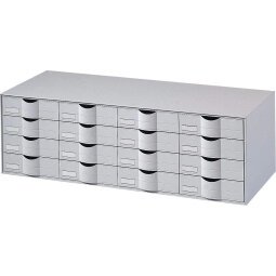 Bloc classeur à 16 tiroirs pour documents 24 x 32 cm Dimensions L107,6 x H32,9 x P34,2 cm Gris