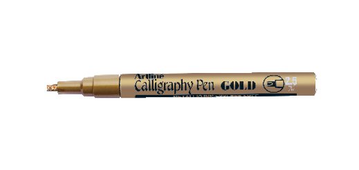 Marqueur artline permanent pointe large biseautée 2.5mm tous supports corps métal encre pigmentée résiste eau couleur or