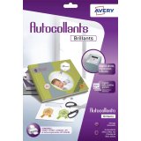 Sachet de 8 autocollants blancs brillants qualité photo A4. Impression jet d'encre