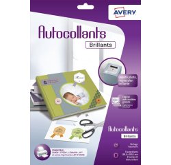 Autocollant blanc brillant qualité photo 289,1 x 199,6 mm - Sachet de 8