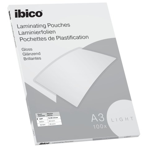 Pochette de plastification Ibico A3, 150 µ brillantes - Boîte de 100