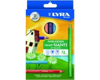 Etui crayons de couleur geantes lyra forme            hexagonales bois 18cm mine    6mm 12 unites coloris