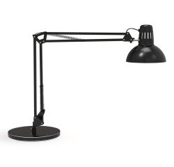 Luminaire bureau maul study sur pince ou socle tete et bras metal hauteur 44cm bras 35cm tete diam. 17cm coloris noir