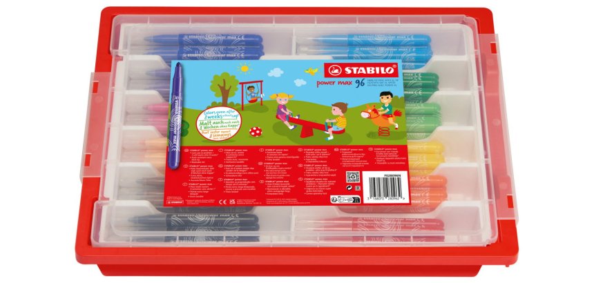 Feutre coloriage stabilo power max encre lavable corps large pointe large bloquée pochette 96 unités
