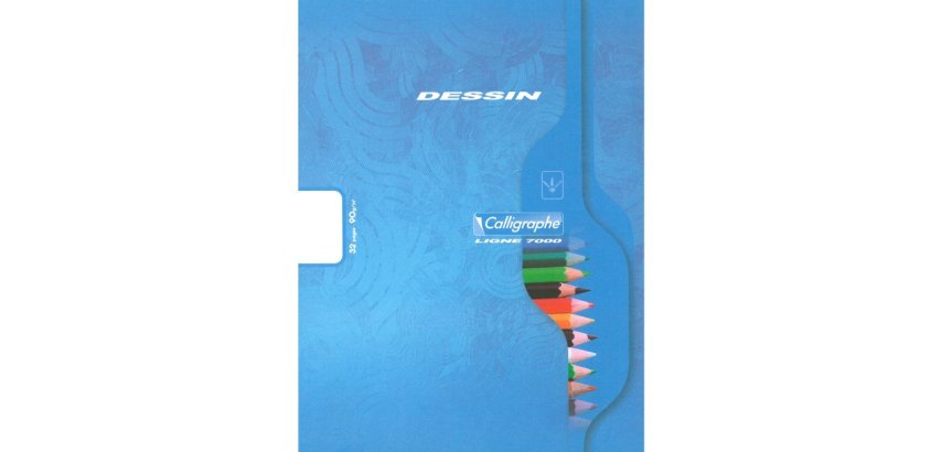 Cahier dessin conquerant piqure couverture carte       offset 17x22cm 32 pages uni   90g