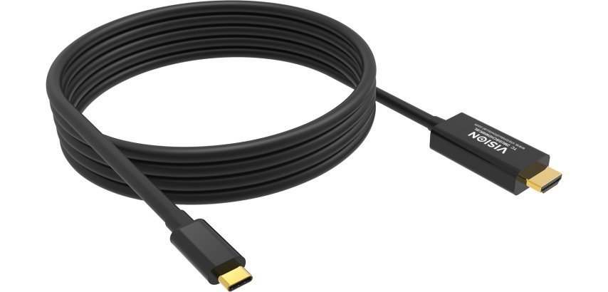 Vision TC 2MUSBCHDMI8K/BL câble de téléphone portable Noir 2 m USB C
