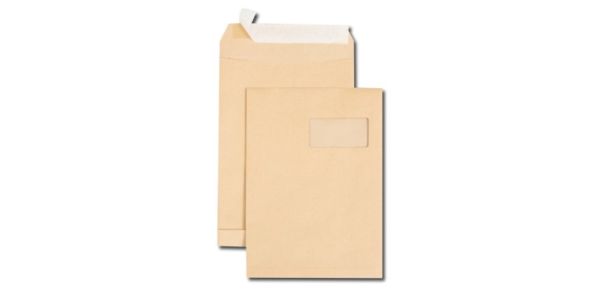 Pochette gpv kraft 120g c4 229x324mm fenêtre à droite 50x110mm paquet 250 unités