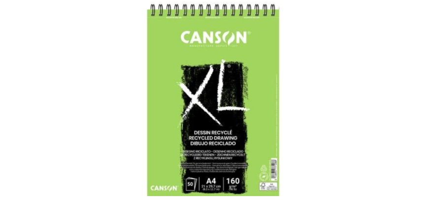 Bloc croquis canson xl recyclé spirale micro-perforations 160g a4 50f