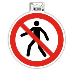Panneau PVC adhésif antidérapant interdit de marcher / circuler 20 cm - Rouge