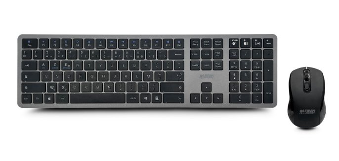 Urban Factory CKM30UF clavier Souris incluse maison/bureau RF sans fil + Bluetooth Noir, Gris
