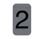 Plaque adhésive imitation Aluminium Chiffre 2 2,5x4,4 cm - Gris