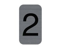 Plaque de signalisation chiffres '2', 25 x 44 mm