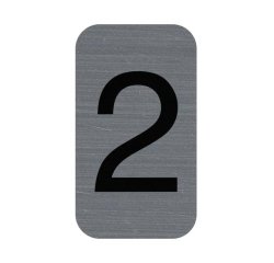 Plaque adhésive imitation Aluminium Chiffre 2 2,5x4,4 cm - Gris