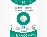 Fiches bristol, A5, quadrillé, blanc