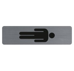 Plaque adhésive imitation aluminium Homme 16,5X4,4 cm - Gris