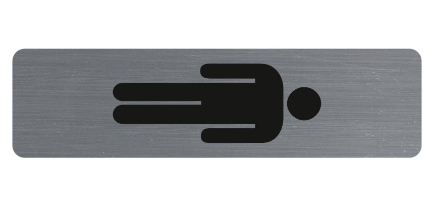 Plaque adhésive imitation aluminium Homme 16,5X4,4 cm - Gris