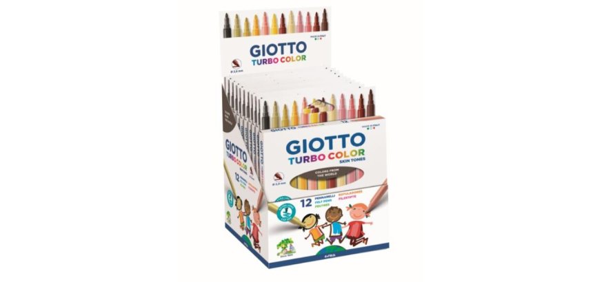 Pochette feutres turbo color giotto encre lavable pointe   2mm 12 unites coloris tons de peaux