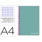 Cahier spirale liderpapel jolly couverture contrecollée a4 280p 75g/m2 5x5mm microperforé 4 trous coloris turquoise
