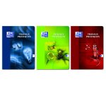 Cahier Oxford de travaux pratiques 24x32cm grands carreaux Seyès/uni blanc 80 pages agrafées couverture carte coloris assortis