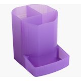 Pot à crayons exacompta linicolor mini polypropylène translucide octogonal 3 compartiments avancée coloris violet