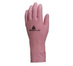 Gant ménage deltaplus latex floqué longueur 30cm épaisseur 0.38mm coloris rose taille 7/8 paire