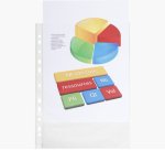 Sachet de 50 pochettes perforées polypropylène grainé 5/100e - A4 - Cristal