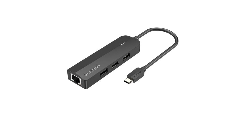 Vention Docking USB Tipo-C TGOBB/ 3xUSB/ 1xRJ45/ 1xUSB Micro B PD/ Negro