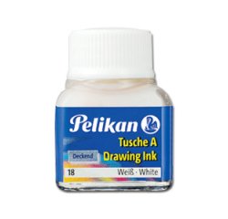 Encre de chine pelikan tire-lignes plumes dessinateur pinceaux couleur blanc flacon 10ml