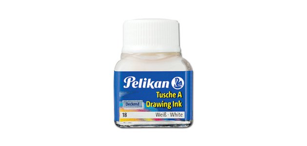 Encre de chine pelikan tire-lignes plumes dessinateur pinceaux couleur blanc flacon 10ml