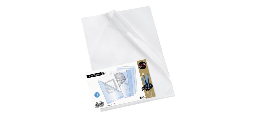 Chemise coin ART'CORNER A3 polypropylène - CREATIV'GALLERY  VIQUEL  transparente incolore - Paquet de 5