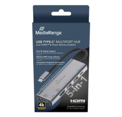 MediaRange MRCS511 USB Typ-C Hub & Konzentrat 480 Mbit/s Silber